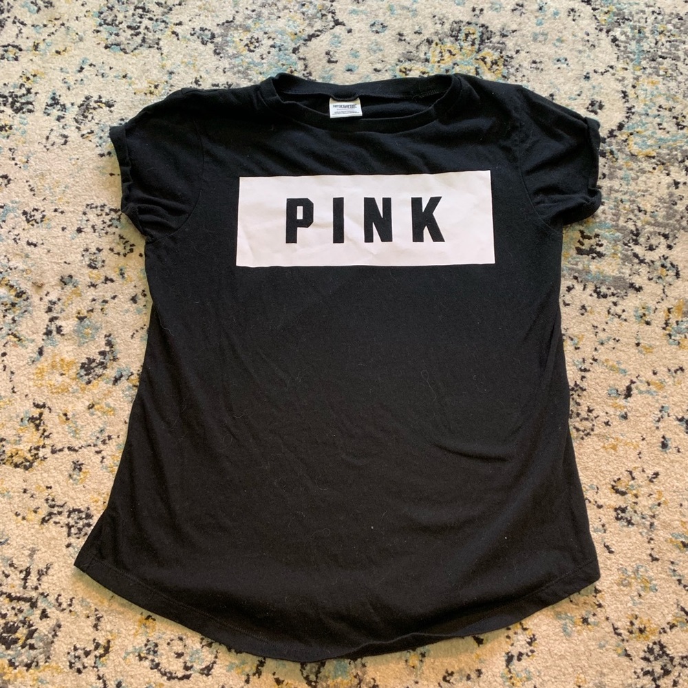Victoria Secret Pink Black Tee Shirt